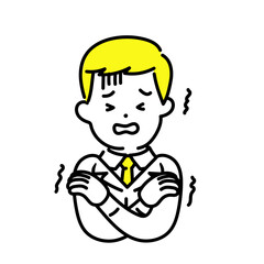 かわいい人物のイラストシリーズ _ 男性のエンジニア _ 寒い　