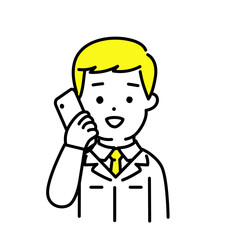 かわいい人物のイラストシリーズ _ 男性のエンジニア _ コミュニケーション　