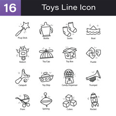 Toys Outline Hand Draw icon Set 05. EPS 10 File