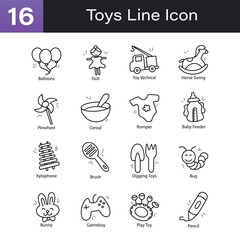 Toys Outline Hand Draw icon Set 03. EPS 10 File