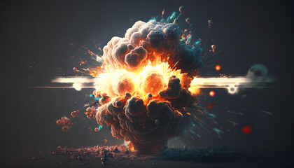 Big Bang, colorful explosion, nuclear explosion, digital art