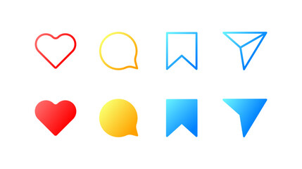 Icons for social networks. Flat, color, interface icons. vector logo