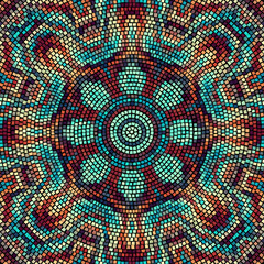 Vector seamless mosaic art pattern. Art background. Mandala image