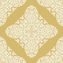 Classic seamless vector pattern. Damask orient ornament. Classic yellow and white vintage background. Orient pattern for fabric, wallpapers and packaging