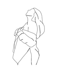 Continuous one line drawing of pregnant woman. Vector illustration.