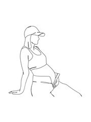 Continuous one line drawing of pregnant woman. Vector illustration.