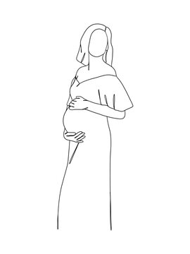 recommend clip art: Continuous one line drawing of pregnant woman. Vector illustration.