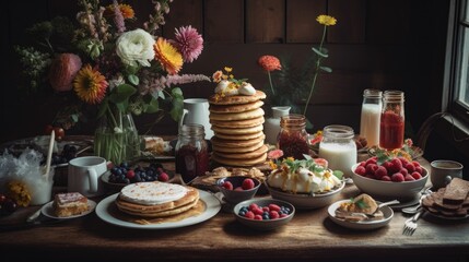 Christmas table setting. Generative AI