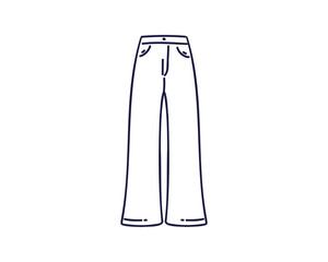 Flared pants, line drawing, doodle vector illustration