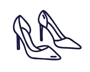 Women's shoes with heels, line drawing