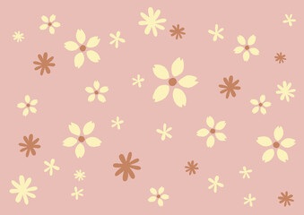 Fototapeta na wymiar Cute floral pattern in pastel colors on a pink background.