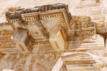 Intricate architectural details of Aspendos ancient theater, showcasing its craftsmanship and design.