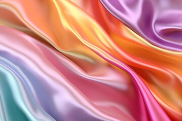 Fototapeta na wymiar Soft rainbow atin Silk Background,Smooth rainbow multi-colored silk Folds in rainbow color to be used as background
