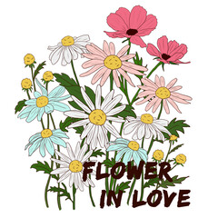 lovely flowers with text illustration 
