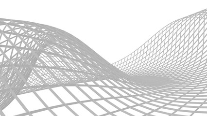 3d rendering of abstract curve white wireframe.