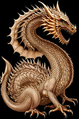 Fototapeta premium Chinese Dragon design illustration. Traditional mystical creature detailed and ornate drawing. Generative Ai.