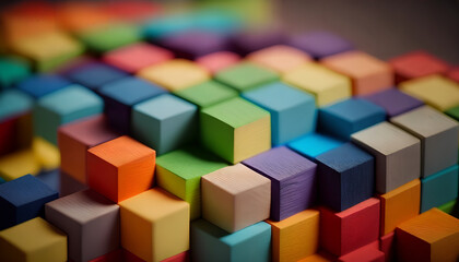 Obraz premium A colorful background with rainbow-colored wooden blocks.