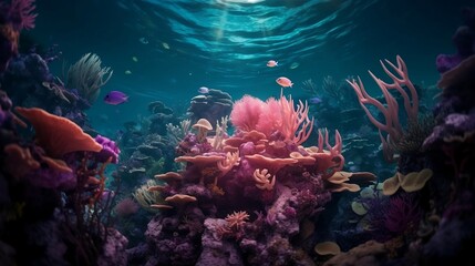 The Magic of underwater , Pink Coral Generative AI.