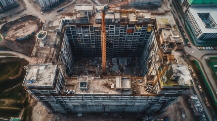 Top View of Construction Site Generative AI.