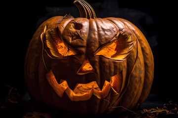 Realistic, creepy and evil Jack-o'-lantern