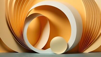 Minimal flat lay orange and white contemporary art circular object incorporating organic shapes, abstract AI-generated illustration