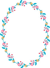oval Frame flower frame wreath floral leaf borders colorful natural cute blossom love green pink decoration wedding card anniversary celebration greeting success birthday valentine Christmas new years
