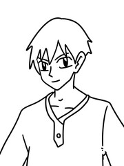 black and white of cute man cartoon for coloring