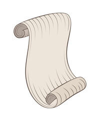 Ancient paper scroll with texture. Vector and PNG on transparent background.	