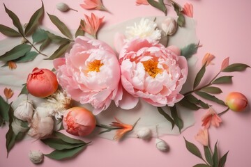 Obraz na płótnie Canvas blossom egg easter floral spring peony background holiday flower beautiful pink. Generative AI.