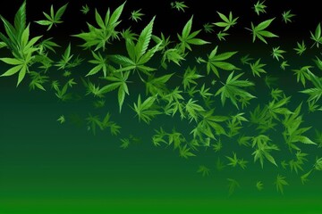 Fototapeta na wymiar green background with cannabis leaf , ai generative