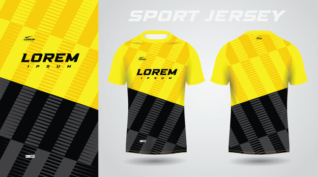 yellow black shirt soccer football sport jersey template design mockup