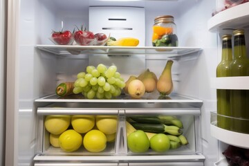 Fototapeta na wymiar open refrigerator with food ,ai generative