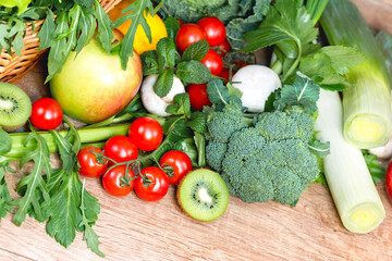 Healthy eaetihg, vegetarian food, organic fruit and vegetable - 601402535