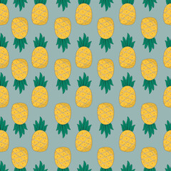Cute pineaplle fruit seamless pattern with pastel background