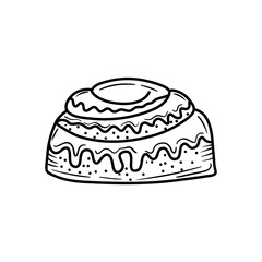 Hand Drawn Cinnamon Rolls. Cinnabon doodle Coloring book with vector illustration for kids