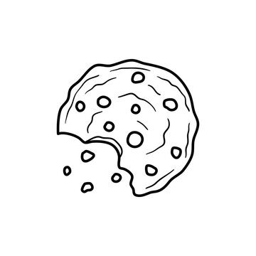 chocolate chips cookie or biscuit with doodle art