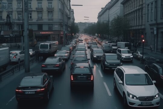 time lapse of cars moving in the city, ai generative