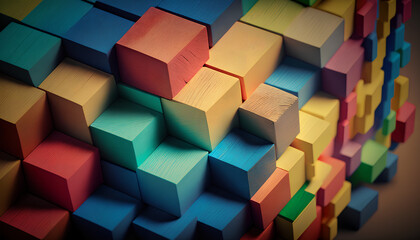 Fototapeta na wymiar A colorful display of colored blocks 
