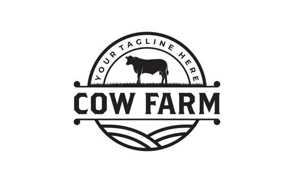 Vintage Cattle farm ranch ready made logo design