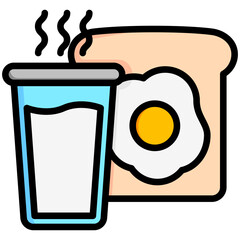 bread, coffee, tea and egg, breakfast food courts vector icons for web design, app, banner, flyer and digital marketing.