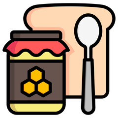 bread and honey, breakfast food courts vector icons for web design, app, banner, flyer and digital marketing.