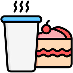 cake, tea, and coffee, breakfast food courts vector icons for web design, app, banner, flyer and digital marketing.