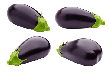 eggplant isolated on white background, full depth of field - obrazy, fototapety, plakaty