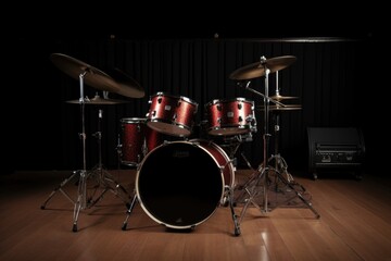 Fototapeta na wymiar drum kit on stage, ai generative