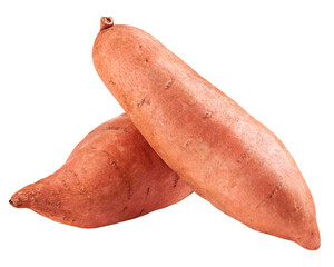 sweet potato, yam, isolated on white background, full depth of field