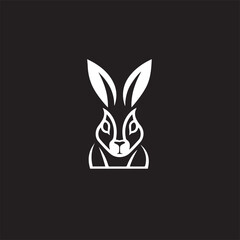 Rabbit logo in black and white style. Flat vector illustration.