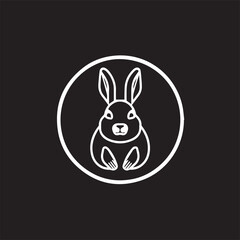 Rabbit logo in black and white style. Flat vector illustration.