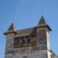 Fototapeta na wymiar Le clocher de l'église de Villeréal (Lot-et-Garonne)