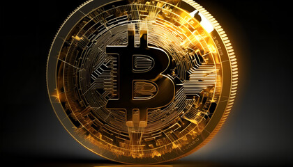 A gold bitcoin cryptocurrency
