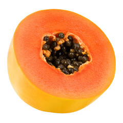papaya isolated on white background, full depth of field